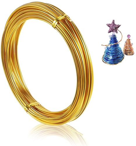 9 Gauge 3mm Gold Aluminum Craft Wire - 15m Bendable, Flexible for Jewellery, Floristry, Modelling