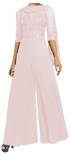 Combinaison mère de la mariée pour mariage grande taille mère du marié pantalon costumes tenues formelles, rose poudré, 40