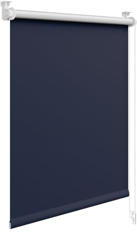 WOLTU Verdunkelungsrollo ohne Bohren, Thermo Verdunkelungsrollo mit Kette, Sichtschutz, für Türen und Fenster, Blau，B80 x H130 cm
