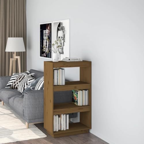 Teenpull Honigbraunes Bücherregal Raumteiler, 60x35x103cm Massivholz Kiefer, Standregal mit Stauraum, vielseitiges Regal für Wohnzimmer, Schlafzimmer, Flur
