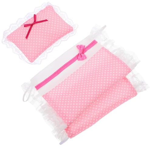 FUNNETOYU Miniature Doll Bedding Set for Dollhouse Cradle – Mini Bed Sheet and Pillow, Dollhouse Bedroom Accessories for ’ Pretend Play