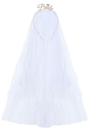 UIEXEA Serre-Tête de Mariée, Bandeaux Cheveux, Diadème, Voile, Bride, Couronne, Hairband, Serre-Tête de Femme, Fille, Décorations de Poule de Mariage en Or pour Les Jeux de Soirée Entre Célibataire