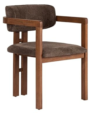 Eleganter Stuhl mit Buchenholzrahmen, Polyester-Chenille-Gewebe, leicht zu reinigen | 54x76x54 cm, Sitzhöhe 44 cm, Armlehenhöhe 66 cm | stilvolle Farben Braun & Walnuss, perfekt für Zuhause & Büro