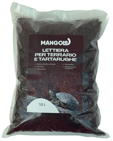 MANGOLè Lettiera per Tartarughe e Rettili 10 L Substrato Naturale per Terrari Terriccio Fine per Interramento e Deposizione Uova Made in Italy
