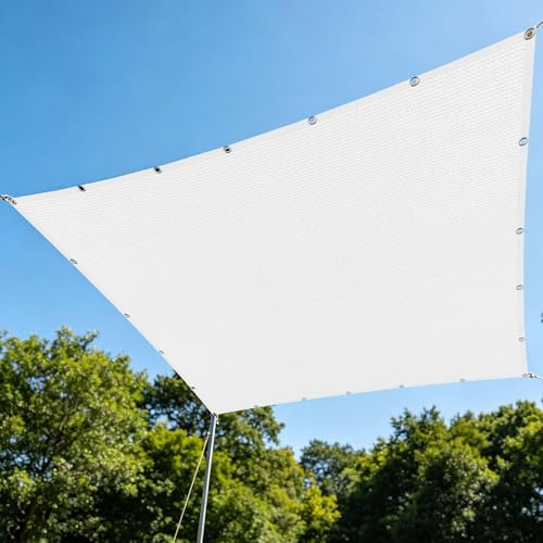 Tenda a Vela Traspirante 3 x 7 m Solare Tenda da Sole per Esterno Corda Inclusa per Esterno, Terrazzo, Giardino, Balcone, Patio, Piscina, Bianco