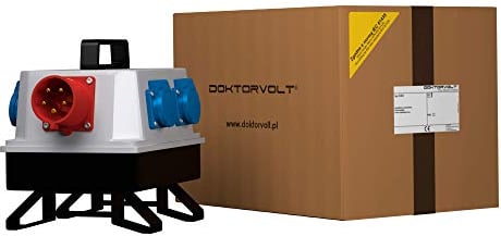 Doktorvolt Stromverteiler Baustromverteiler Verteilerkasten 5x230V Anschlussfertig 5x230V 16A Steckdosen 1x16A Anbaustecker Klemmstecker 16mm Kompaktes Gehäuse