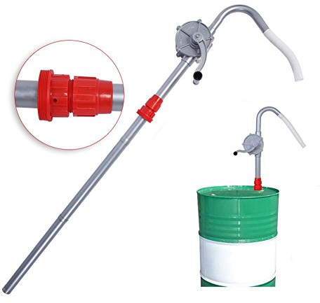GOTOTOP Pompa Travaso Liquidi Rotativa,Pompa a Tamburo Mano di Alluminio Rotativa Auto Pompa,Olio Barile Pompa Manuale,Pompa NAFTA, Pompa di Benzina Fuel Tool