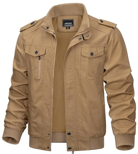 KEFITEVD Men's Outwear Winter Cargo Military Jackets Multi Pocket Windproof Windbreaker CoatXLKhaki-new