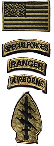 Militär-Patches, taktische amerikanische Flagge, Aufnäher Special Forces Ranger Airborne Badges 5 Stück Haken und Schlaufe bestickt Moral Patch (Armeegrün)