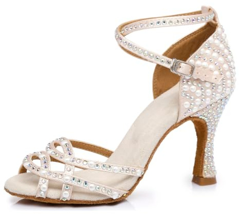 MINITOO Damen Tanzen Schuhe Tanzschuhe Latein Salsa Glitzer Sandalen