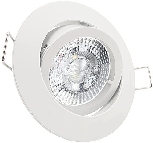 trendlights24 Premio-C LED Einbaustrahler 230V Weiß rund 3-Stufen dimmbar extra flach 35mm, 3er Set Warmweiß 5W LED-Spots, Deckenspots schwenkbar