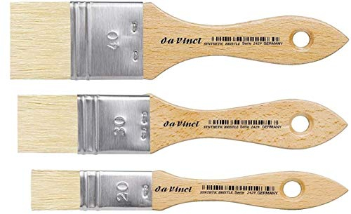DaVinci ESPACE BEAUX ARTS da Vinci Serie 2470-2429,Breite Pinsel,Hobby Synthetikpinsel, Set 3pcs,flach Size 20mm.30mm.40mm .Made in Germany.