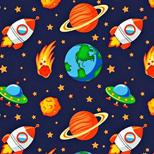 Pingianer 8,98€/m Planet Weltraum Mond 100% Baumwolle 50x160cm Baumwollstoff Meterware Handwerken Nähen Stoff (Planeten Bunt)