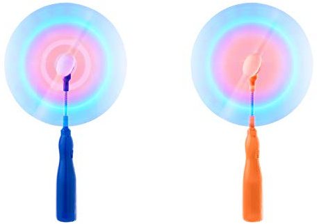 Ultra 1 Blau 1 Orange LED Schwenkventilator mit LED Leuchtstab Windmühle Kinder Rainbow Light Ventilator Batteriebetrieben Leuchtstab Rotierend LED Leuchtstab Glow Sticks Spielzeug