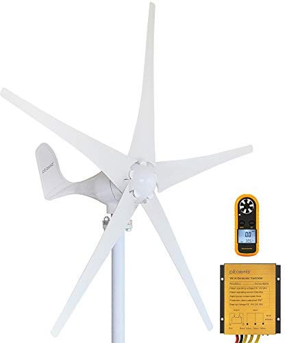 Pikasola Wind Turbine Generator Kit 400W 12V With 5 Blade, Charge Controller for Marine, RV, Home - Windmill Generator Suit for Hybrid Solar Wind System