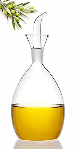 HAIZEEN 500ml Olivenölspender aus Glas mit Öl- und Essigflaschen mit tropffreiem Ausgießer ohne Trichter – Ölkaraffe, Dekanter für Küche und Grill