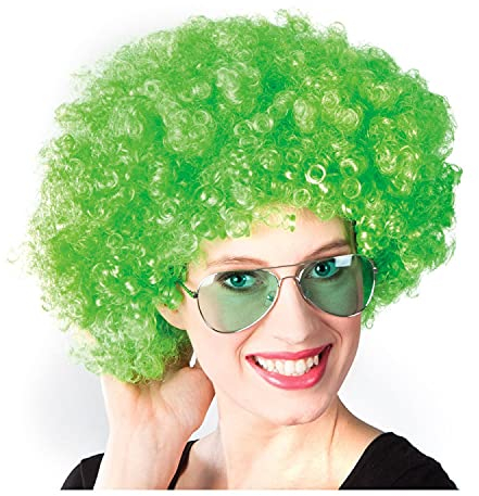 WOOOOZY NEU Perücke Unisex Damen Super-Riesen-Afro Locken, grün - SPARPACK mit 12 Stück