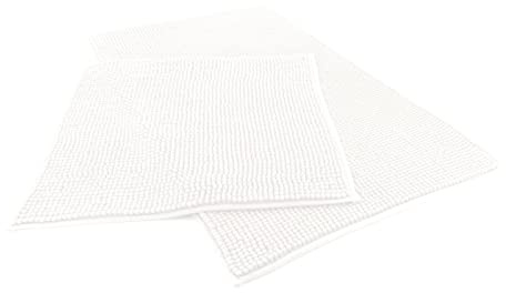 heimtexland ® Badvorleger Chenille Super Flauschig Saugstark Badteppich Badematte Ökotex Typ771 Natur Set 45x50 / 50x80 cm