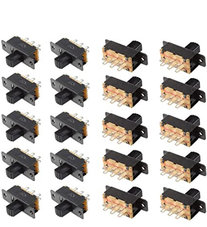 GDQLCNXB SS22F25-G7 2 posiciones DPDT 2P2T - Mini interruptor deslizante de montaje en panel, 20 unidades