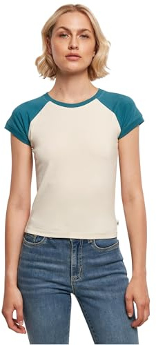 Urban Classics Damen Ladies Organic Stretch Short Retro Baseball Tee whitesand/Jasper, XS