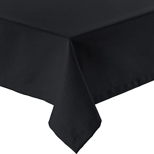 Erwin Müller Tischwäsche, Tischdecke Uni, Madrid schwarz Größe 130x250 cm - angenehme, weich fließende Qualität, mit hochwirksamer Fleckschutzausrüstung, bügelleicht (weitere Farben, Größen)