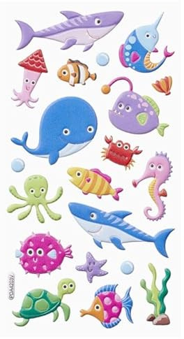NEU SOFTY 3-D Sticker/Aufkleber, Meerestiere III/Fische, 1 Bogen