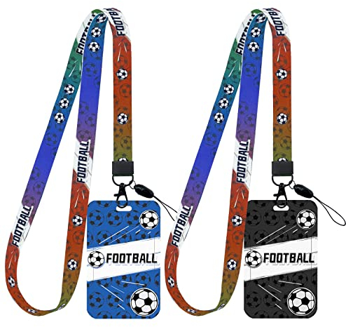 Cordon Tour de Cou Badge, 2 Pcak Football Pattern Cordon Tour de Cou pour Badge Cool LanièRe de Cou Cordon pour Garçons Hommes Fan de Football (Mode football)