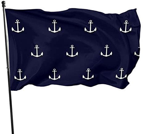 Nautische Themen-Flagge mit einfachen Ankern 3X5 FT, leichte Outdoor-Gartendekoration, Veranda-Flagge, lichtbeständiges Polyester-Banner mit Messingösen