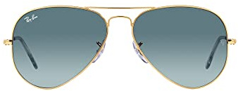 Ray-Ban Aviator Gradient RB3025 Unisex Sonnenbrille, Goldfarbenes Metallgestell, Blaue Verlaufsgläser, Pilotbrille mit UV-Schutz für Damen und Herren