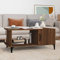 FIRBNUS 90x50x40 cm mit Fach und Ablage Beistelltisch Bürotisch Wohnzimmertisch Kleiner Tisch Wohnzimmer Coffee Table Coutischtisch Sofatisch Teetisch Braun Eiche Holzwerkstoff Metallbeine