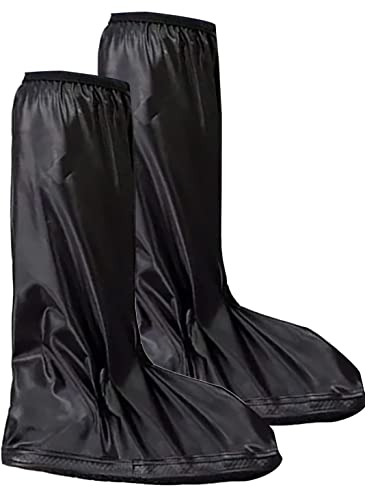 mmasport copriscarpe stivali in pvc impermeabili, resistenti all'acqua, antiscivolo, coppia di copri scarpe stivali da pioggia protettivi anti slip in pvc unisex, riutilizzabili (42-43, nero)