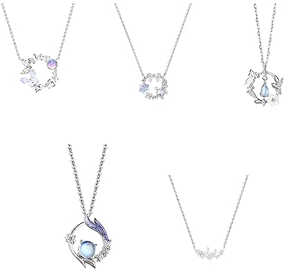 Damenkette, Ringkette, Mondsteine, Mond, Sonne, Schmetterlinge, Halskette, keltische Knoten, Halskette, Halskette, Ring, Muttertag Schmuck, Valentinsgeschenke (5 Stück)