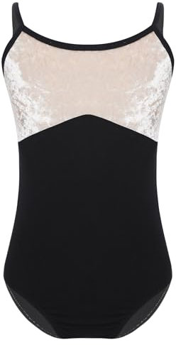 inlzdz Kinder Mädchen Samt Ballettbody Tanzbody Tanzbekleidung Träger Turntrikot Turnbody Gymnastik Leotard Gymnastikanzug Turnanzug Schwarz 170