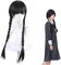 Wednesday Perücke für Kinder,Perücken mit Pony Zopf,Geflochtene Schwarze Zopfperücke,Schwarze Geflochtene Perücken für Cosplay Party Fasching Karneval Halloween