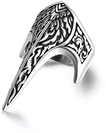 GTHIC Edelstahl-Daumenring für Männer und Frauen, Vintage-Stil, Adlerschnabel, Goth-Ringe, Bogenschützen-Ring, modischer Memento-Mori-Ring, Tierschmuck, Geschenke, Größe 9