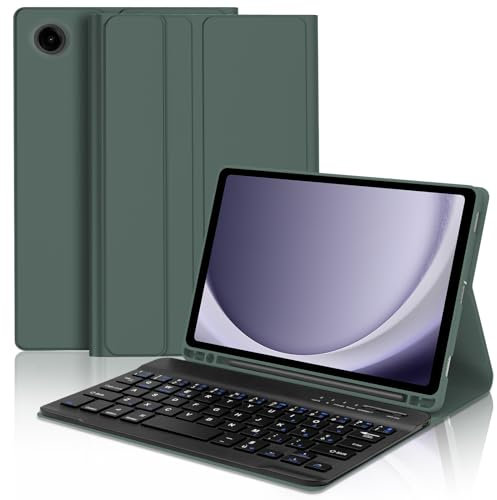 SENGBIRCH Custodia con Tastiera Samsung Galaxy Tab A9 8.7 2023, Italiana QWERTY Tastiera Bluetooth Rimovibile con Portapenne per Samsung Galaxy Tab A9 8.7 Pollici 2023, Verde Scuro
