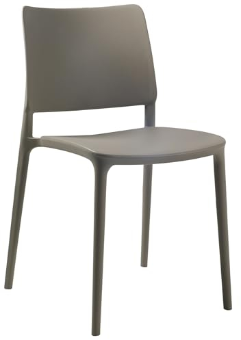PAPATYA Joy-S 1er-Set Designer- Kunststoffstuhl, 200 kg belastbar, Leichter stapelbar Gartenstuhl, wetterfester Balkonstuhl, Terrassenstuhl, Hotelstühle, Restaurantstühle, Stapelstuhl (Grau-braun)