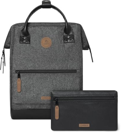 Cabaïa - Adventurer Rucksack Luxembourg Medium 18L - Wasserabweisend - Laptopfach bis zu 13 Zoll - 2 Vordertaschen - vegan zertifiziert - Rucksack für Reisen und Arbeit, Damen & Herren - Grau