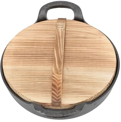 Wok De Hierro Fundido Con Tapa, Sartén Sin Recubrimiento De Base Plana Con 2 Asas De Bucle Sartén Profunda Wok Tradicional Chino Sin Recubrimiento Para Todas Las Placas De