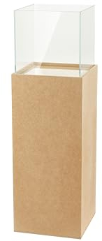 DECOKTIVO Windlicht-Säule, Kerzenständer, Deko-Laterne, Dekosäule, Bodenwindlicht, MDF und Glas, Für Wohnzimmer Balkon Terrasse, MDF Braun, 80 cm Hoch