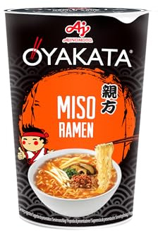 OYAKATA Instant-Nudelbecher Miso 66 g I Mit Sojabohnenpaste, Ingwer, Chili & Gemüse I Fertigmahlzeit in 3 Minuten I Perfekt für unterwegs & Zuhause I Authentische Ramen-Nudeln