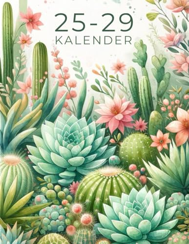 Kaktus Kalender 2025-2029: 5 Jahres Kalenderbuch 1 Monat auf 2 seiten Monatsplaner ( Januar bis Dezember ) Din A4.