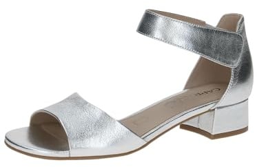 CAPRICE Damen Sandalen mit Absatz aus Leder mit Riemchen, Silber (Silver Metal.), 42 EU