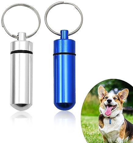2 Stück pillendose schlüsselanhänger, Luftdichte Kleine Kapsel Mini Schlüssel Anhänger, Tragbare Aluminium Pillenbox, für Outdoor Sport Camping Wandern Reisen