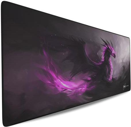 Nyfter - Pink Dragon Gaming Mousepad 3XL und XXL Mousepad Nyfpad Mousepad wellenfrei mit extra vernähten Kanten (XXL)