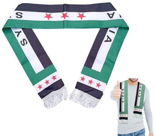 علم الثورة السورية سوري Syrien Flagge Grün Cape, Syrische Schal, Syrian flag, Free Syria, Polyester, 140x14 cm, 50g وشاح سوري, علم سوريا, سوريا الحرة (A)