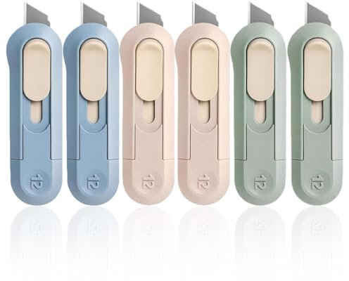 6 PCS cutters utilitaires, couteau utilitaire pliant, mini utilitaire lame cutter de sécurité, coupe-boîtes multifonctions pour le bureau, la maison, l'artisanat, les cartons, le papier