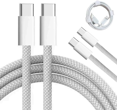 USB C to USB C Charger Cable, 2 Pack 1M 60W(3A) Nylon Braided C to C Cable Fast Charge Type C Data Cable for Apple iPhone 16 15 Pro Max Plus,MacBook Air Ipad Pro, Samsung Galaxy S24 S25 S23 Ultra