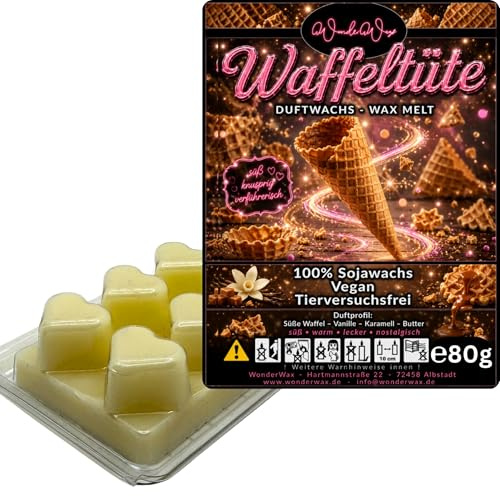 WonderWax® Duftriegel 6 x Duftwachs Herzen Weiß Waffeltüte | Farbe: Weiß | Raumduft für Duftlampen, Wax Melt, Sojawachs, Indoor Duftöl Wachs schmelzen für Aromalampe