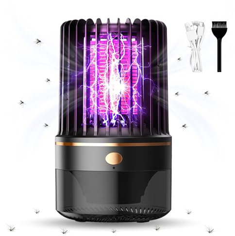 Insektenvernichter elektrisch,3 in 1 Mückenlampe,4200 V fliegenfalle elektrisch, über USB wiederaufladbarer Insektenvernichter,geeignet für Familiencamping im Garten (schwarz) Mückenvernichterlamp